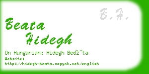 beata hidegh business card